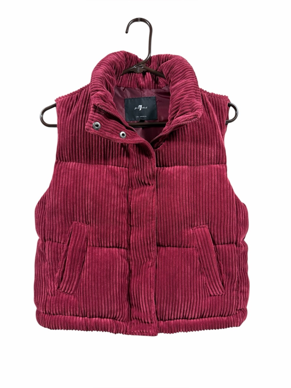 7 For All Mankind Corduroy Puffer Vest in rich maroon/burgundy shade size XS